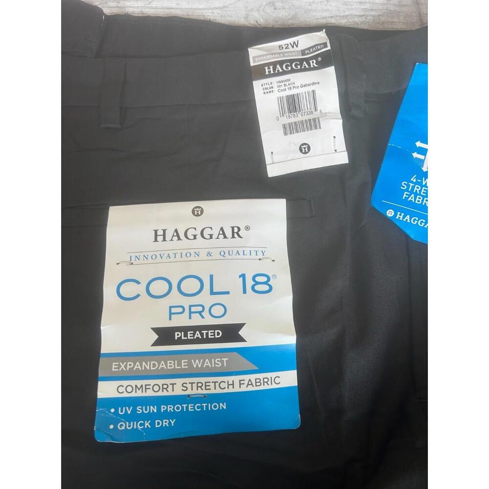 Haggar Cool 18 Pro Pleated Shorts 52W Black Big & Tall Expandable Waist NWT UV Q